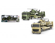 Автовоз військовий з вертольотом і танком інерційний, озвучений, зі світлом, в коробці, 2види RJ6872